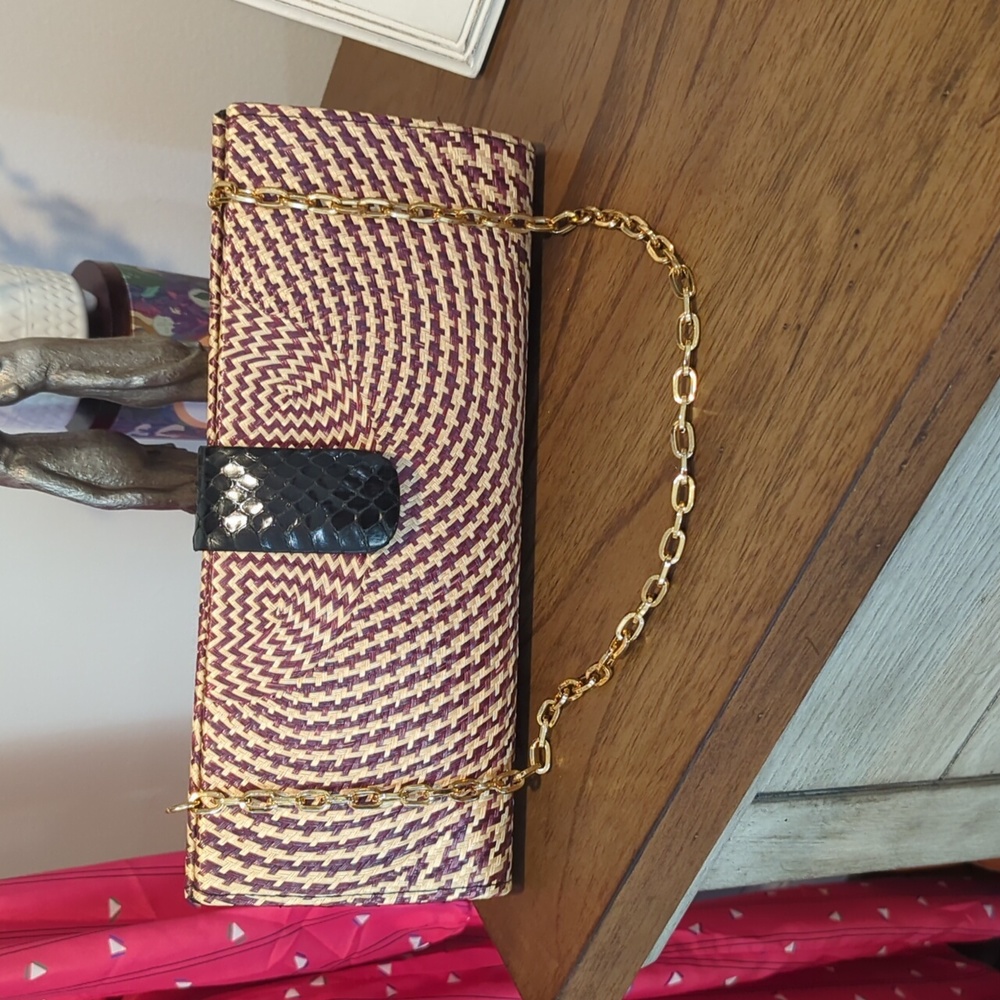 Rafe New York Woven Straw Clutch Handbag